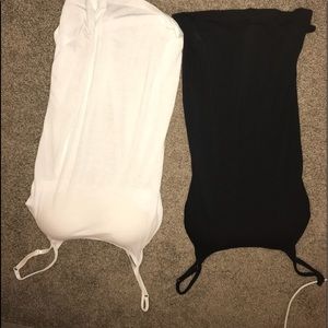 white and black tank tops
